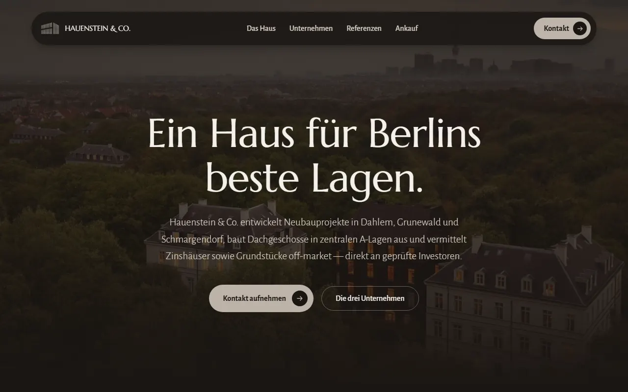 Von webhype gebaute Website für Hauenstein Gruppe