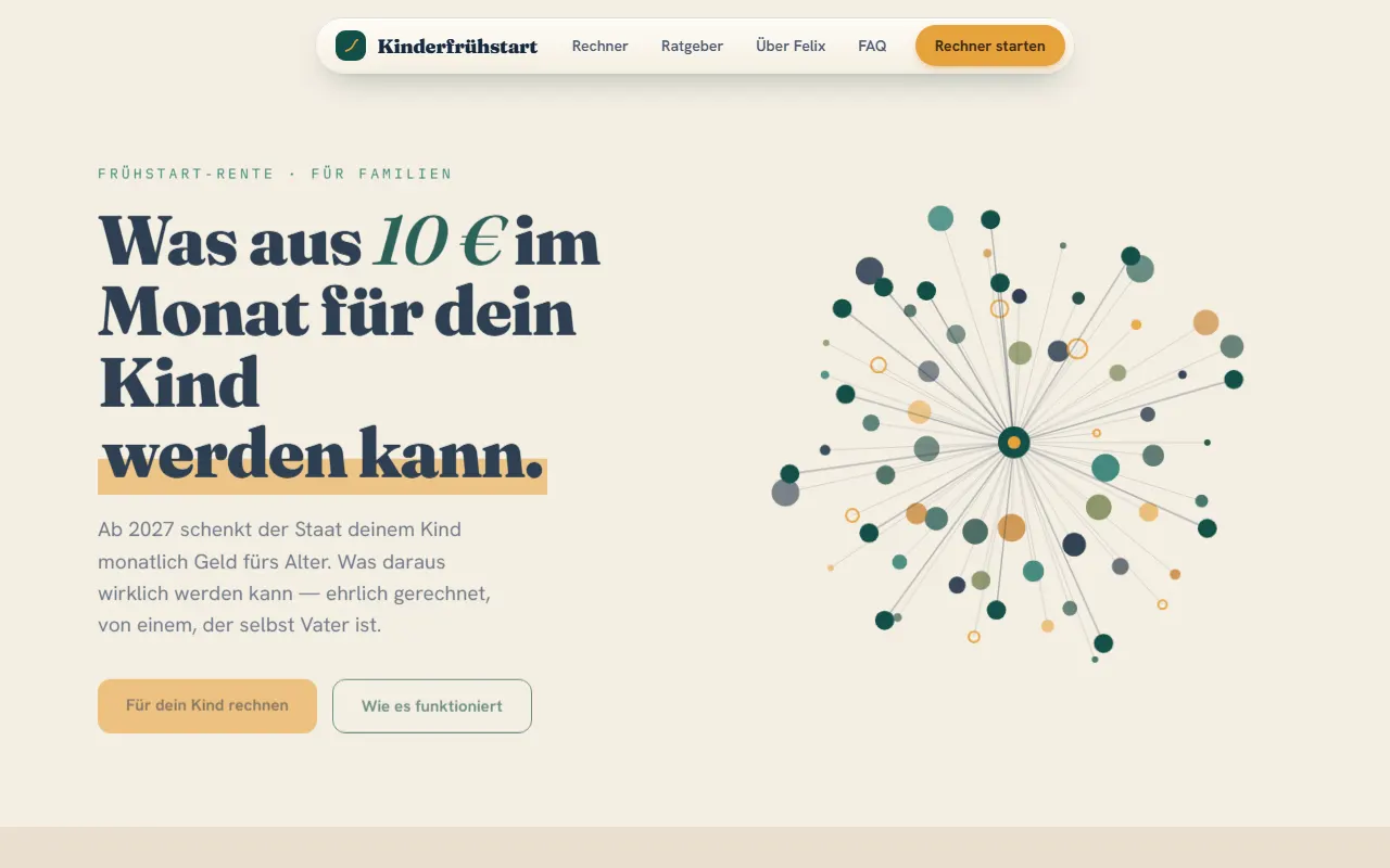 Von webhype gebaute Website für Kinderfrühstart-Rente