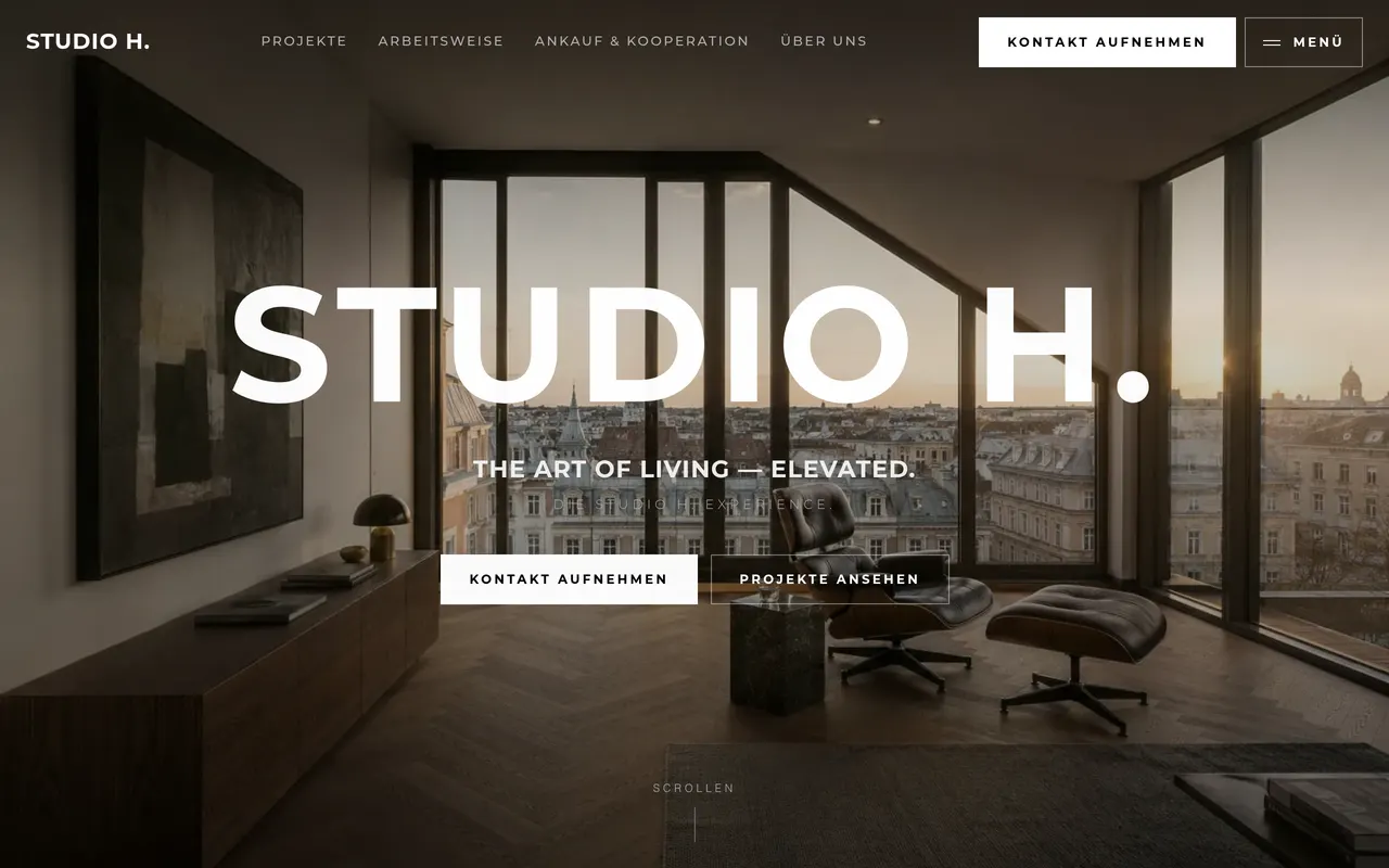 Von webhype gebaute Website für Studio H.