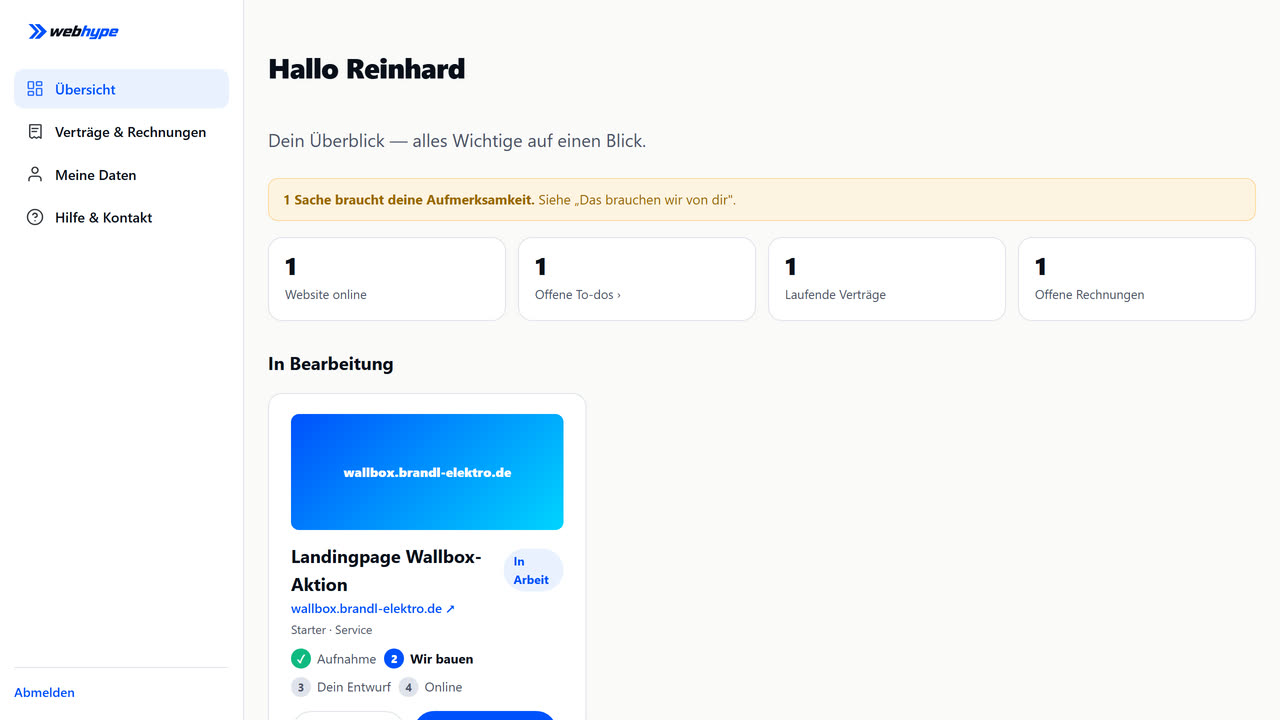 webhype Kundenportal